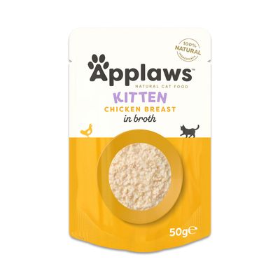 Applaws Natural Cat Food, kattunge tonfiskfilé i buljong, 100 % naturliga ingredienser, 50 g förpackning.