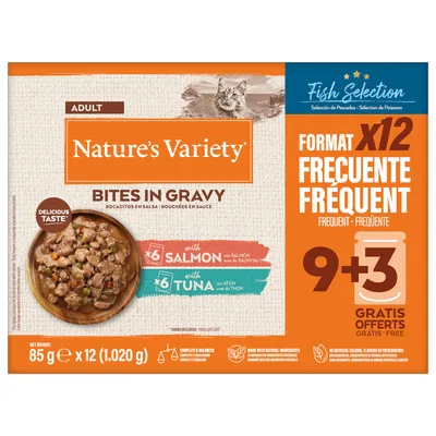Multipack risparmio! Nature's Variety Bites in Salsa 48 x 85 g - Mix: Pollo, Salmone, Tacchino, Tonno