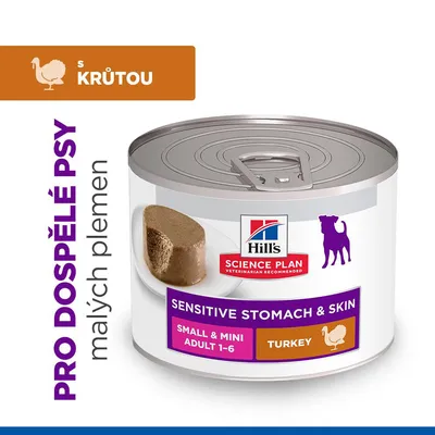 Hill's Science Plan Sensitive Stomach & Skin Small & Mini Mousse - výhodné balení: krocan 48 ks (48 x 200 g)