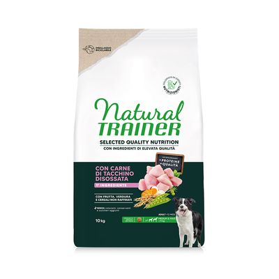 Natural Trainer Hundefutter, 2,5kg, mit entbeintem Truthahnfleisch, Obst, Gemüse und unraffinierten Getreiden. Ohne Farbstoffe, Konservierungsstoffe oder zugesetzten Zucker.