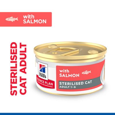 Hill's Science Plan Adult Sterilised Mousse - cat wet food - Saver Pack: Salmon (48 x 85g)