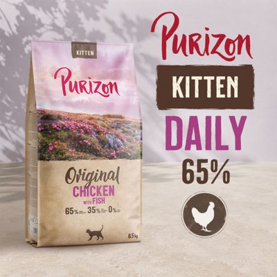 Purizon Kitten Daily Original Chicken with Fish, 65% Huhn, 35% weitere Zutaten, 0% Getreide, 6,5 kg Beutel.