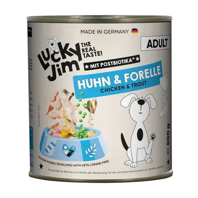 Lucky Jim Adult 24 x 800 g økonomipakke - Kylling & Ørred