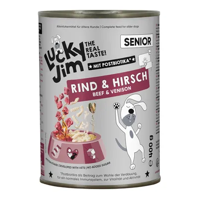 Säästöpakkaus Lucky Jim Senior 24 x 400 g - naudanliha ja hirvenliha