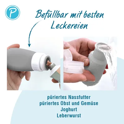 Petlando Yummy Love etető tubus, szürke - 85 ml