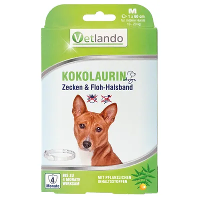 Vetlando Kokolaurin Zecken- & Floh-Halsband Hunde - 60 cm, für Hunde 10 - 20 kg (Größe M)