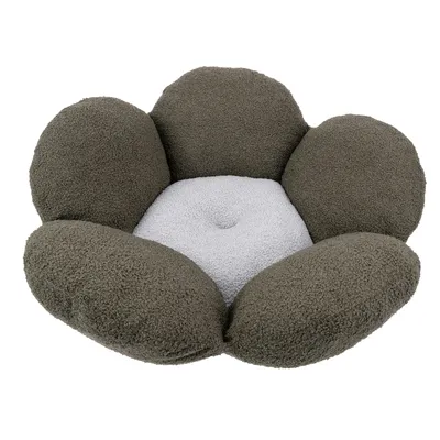 Ferplast Fiore Bouclé Cuddle Bed - Green & Grey - 64 x 21cm (diameter x H)