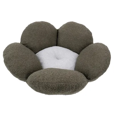 Ferplast Fiore Bouclé Cuddle Bed - Green & Grey - 64 x 21cm (diameter x H)