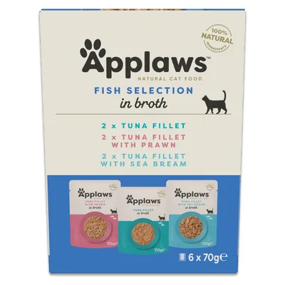 Applaws Pouches with Broth 6 x 70g - Tuna Selection Mixed Pack (3 Varieties)