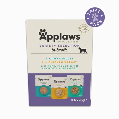 Probierpaket Applaws Pouch mit Brühe 12 x 70 g - Mix Thunfisch & Hühnchen (3 Sorten gemischt)