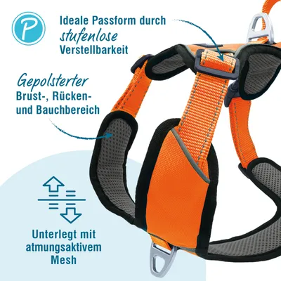 Petlando Outdoor harnais, orange - taille L : 68 - 82 cm Tour de poitrine