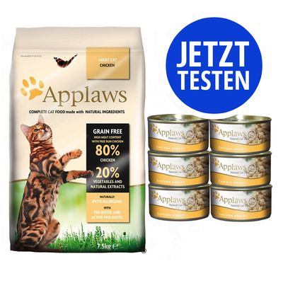 400 g Applaws Trockenfutter + 6 x 70 g Applaws Dosen im Probierset! Huhn