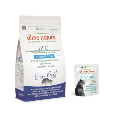 1,2 kg Almo Nature HFC + 6 x 50 g passendes Nassfutter gratis! - Longevity Sterilized Wolfsbarsch & Goldbrasse + 6 x 50 g Thunfischbrühe mit Thunfischfilet 1,2 kg Almo Nature HFC + 6 x 50 g passendes Nassfutter gratis! - Longevity Sterilized Wolfsbarsch & Goldbrasse + 6 x 50 g Thunfischbrühe mit Thunfischfilet