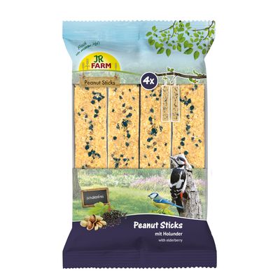 JR Farm 4x Peanut Sticks Schalenfrei 640 g mit Holunder