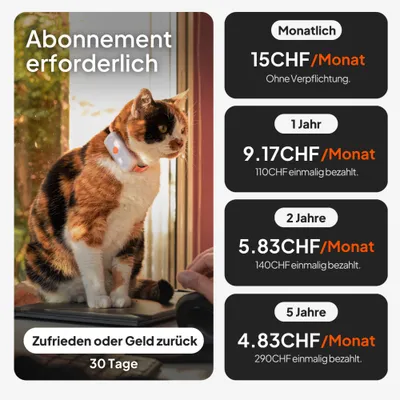 Abonnement requis. Mensuel 15CHF/mois, 1 an 9,17CHF/mois (110CHF en une fois), 2 ans 5,83CHF/mois (140CHF), 5 ans 4,83CHF/mois (290CHF). Garantie satisfait ou remboursé de 30 jours.