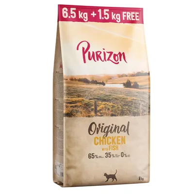 Purizon Adult 8 kg ração para gatos em promoção: 1,5 kg grátis! - Adult frango e peixe (6,5 kg + 1,5 kg grátis)