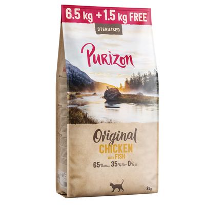 Purizon Adult 8 kg pienso para gatos en oferta: 1,5 kg ¡gratis! Adult Sterilised con pollo y pescado (6,5 kg + 1,5 kg gratis)