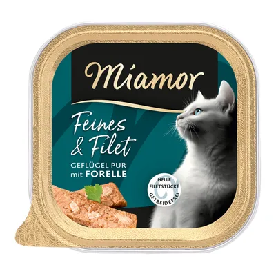 Sparpaket Miamor Feines & Filet 32 x 100 g - Geflügel Pur & Forelle