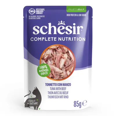 Pachet economic Schesir Complete Nutrition Filet în gelatină 24 x 85 g - Ton cu vită