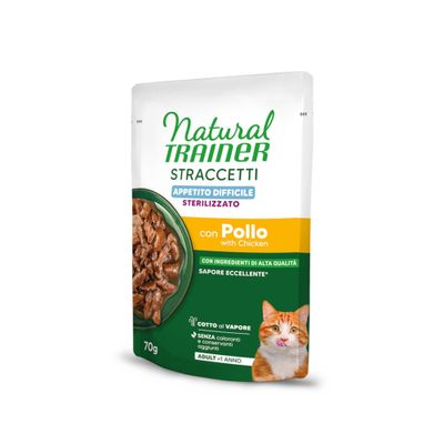 Natural Trainer Straccetti Difficult Appetite Sterilised Streifen in Soße 56 x 70 g mit Huhn