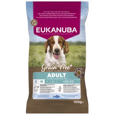 Eukanuba Grain Free Adult Small & Medium с морской рыбой