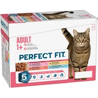 Perfect Fit Adult 1+ Pouches – Meat & Fish in Sauce - cat wet food - 12 x 85g