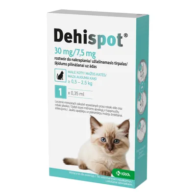 Dehispot Spot-On dla kotów, 0,5 - 2,5 kg - 1 x 0,35 ml Dehispot Spot-On dla kotów, 0,5 - 2,5 kg - 1 x 0,35 ml