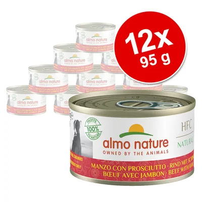 Almo Nature HFC Natural, oksekød med skinke, 12x95g. 100% Profits to Nature.