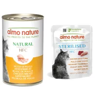 6 x 140g Almo Nature HFC Natural + 6 x 50g HFC Sterilised 50% kedvezménnyel - HFC Natural Csirkemell (6 x 140 g)  + HFC Sterilised csirke & tonhal (6 x 50 g)