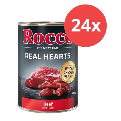 Rocco Real Hearts Rind mit ganzen Hühnerherzen, 400g Dose. Packungseinheit: 24x.