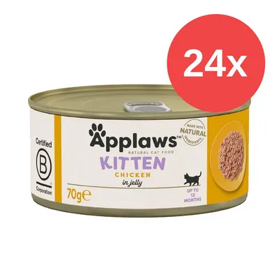 Applaws Kitten Chicken in Jelly, 70g, 24x. Certyfikowany B Corporation. Z naturalnych składników. Dla kotów do 12 miesięcy.