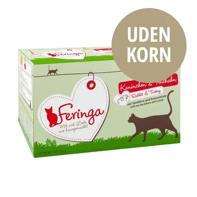 Feringa Kanin & Kalkun kattefoder, 1,02 kg (12 x 85 g), UDEN KORN, synlig tekst: mit Sanddorn und Katzenminze, Rabbit & Turkey, med havtorn og katteurt Feringa Kanin & Kalkun kattefoder, 1,02 kg (12 x 85 g), UDEN KORN, synlig tekst: mit Sanddorn und Katzenminze, Rabbit & Turkey, med havtorn og katteurt