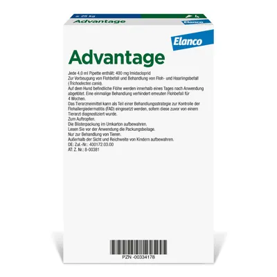 Advantage® 400 für Hunde, ab 25 kg - 4 Pipetten x 4,0 ml