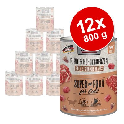 MAC´s Cat -kissanruoka 12 x 800 g lajitelma: ankka, kalkkuna, kana + nauta & kanansydän
