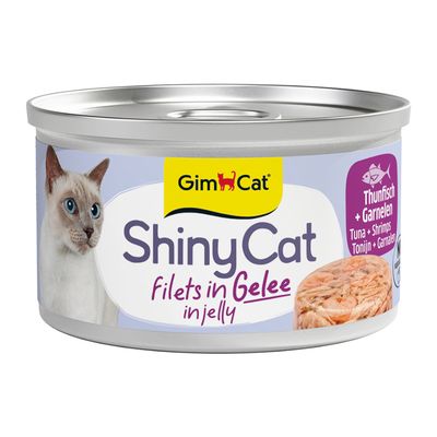 GimCat ShinyCat Gelatina 6 x 70 g Alimento umido per gatto Tonno & Gamberetti
