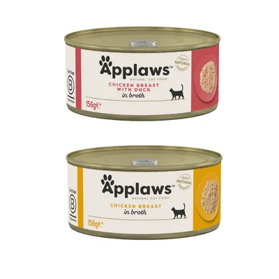 Ekonomipack: Applaws i buljong 24 x 156 g - Mixpack:  Kycklingbröst + Kycklingbröst & anka