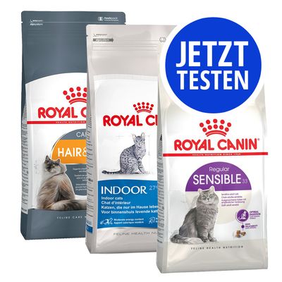 Probierpaket Royal Canin 3 x 400 g Sensible 33 / Hair & Skin / Regular Fit 32