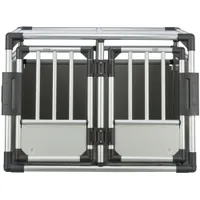 Trixie Transportbox Aluminium doppelt - Größe M-L: B 93 x T 88 x H 64 cm