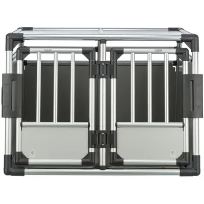 Trixie Transportbox Aluminium doppelt - Größe M-L: B 93 x T 88 x H 64 cm