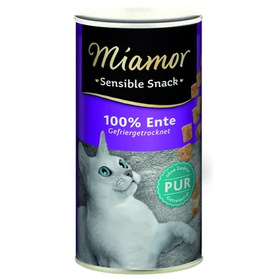 Miamor Sensible Snack, 100% pato, liofilizado, sem aditivos, PUR, sem cereais.