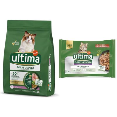 Ultima 7,5 kg / 10 kg ração + 4 x 70 g / 8 x 85 g comida húmida grátis!