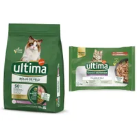 Ultima 7,5 kg / 10 kg pienso + 4 x 70 g / 8 x 85 g comida húmeda ¡gratis! - Hairball pavo (7,5 kg) + Expert Nutrition Hairball (4 x 70 g)