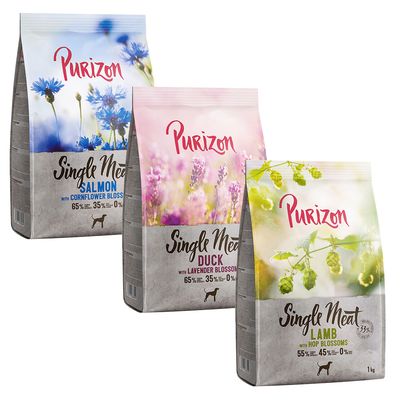 Set prova! 3 x 1 kg Purizon Single Meat: Cavallo + Salmone + Anatra