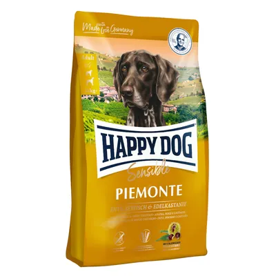 Happy Dog Sensible Piemonte, Adult, 11kg, con anatra, pesce di mare e castagna. Made with Love in Germany. Happy Dog Sensible Piemonte, Adult, 11kg, con anatra, pesce di mare e castagna. Made with Love in Germany.
