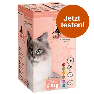 Catz Finefood Fillet Collection, Made in Germany, 6 Sorten à 85g, über 98% Fleischanteil, getreidefrei, ohne Zucker, keine Tierversuche. Jetzt testen! Catz Finefood Fillet Collection, Made in Germany, 6 Sorten à 85g, über 98% Fleischanteil, getreidefrei, ohne Zucker, keine Tierversuche. Jetzt testen!