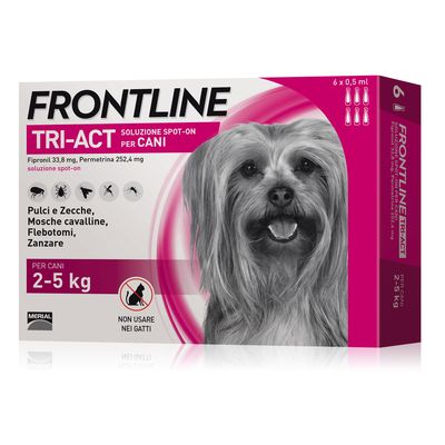 Frontline Tri-Act soluzione spot-on cani 6 pipette, peso 2-5 kg (0,5 ml)