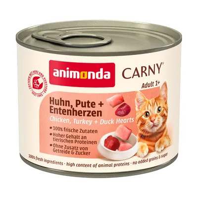 Sparpaket animonda Carny Adult 24 x 200 g - Huhn, Pute & Entenherzen