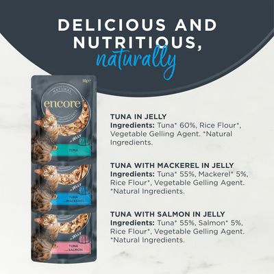 Encore Cat Jelly Pouch Multipack 20 x 50g - Fish Selection (3 Varieties)