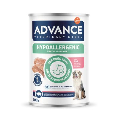 Advance Veterinary Diets Hypoallergenic mit Schwein, 400g. Für Hunde mit unerwünschten Reaktionen auf Futtermittel. Limited Ingredient Rezeptur.