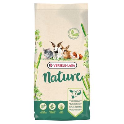 Versele-Laga Nature. Feed mix with extra vegetables, grain-free, made from natural ingredients. Suitable for rabbits, guinea pigs, chinchillas and other small animals.